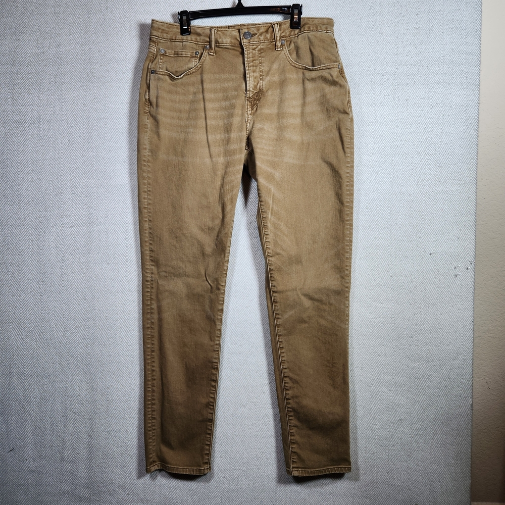 American Eagle Mens 34x36 Athletic Fit Airflex+ Tan Distressed Jeans